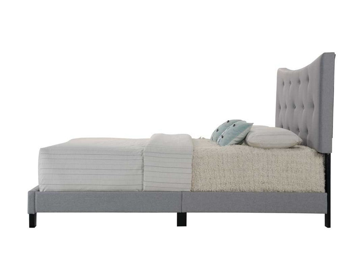 Queen Upholstered Bed with Tufted Headboard - Gray