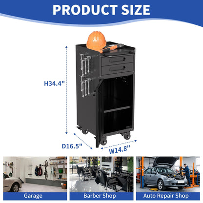 Heavy Duty Rolling Tool Cabinet with Lockable Drawers - Black