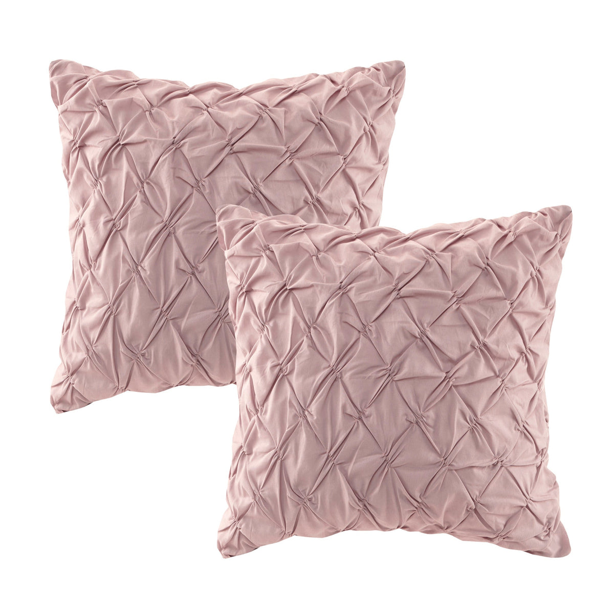 8 Piece Cotton Printed Comforter Set with Embroidered Pillows - Blush