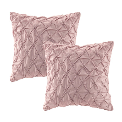 8 Piece Cotton Printed Comforter Set with Embroidered Pillows - Blush