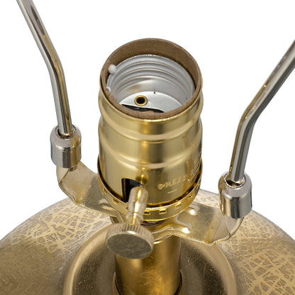 Round Aluminum Table Lamp with White Fabric Shade - Gold