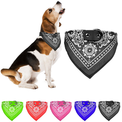 Adjustable Bandana Leather Pet Collar Triangle Scarf
