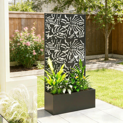 Trellis Planter with Spacious Metal Box and Efficient Drainage - Black