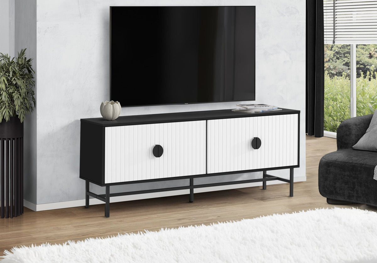Contemporary TV Stand Console with Storage - Black or White