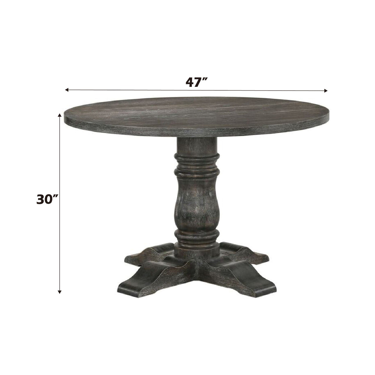 Leventis Weathered Dining Table with Sturdy Pedestal Base - Gray