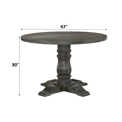 Leventis Weathered Dining Table with Sturdy Pedestal Base - Gray