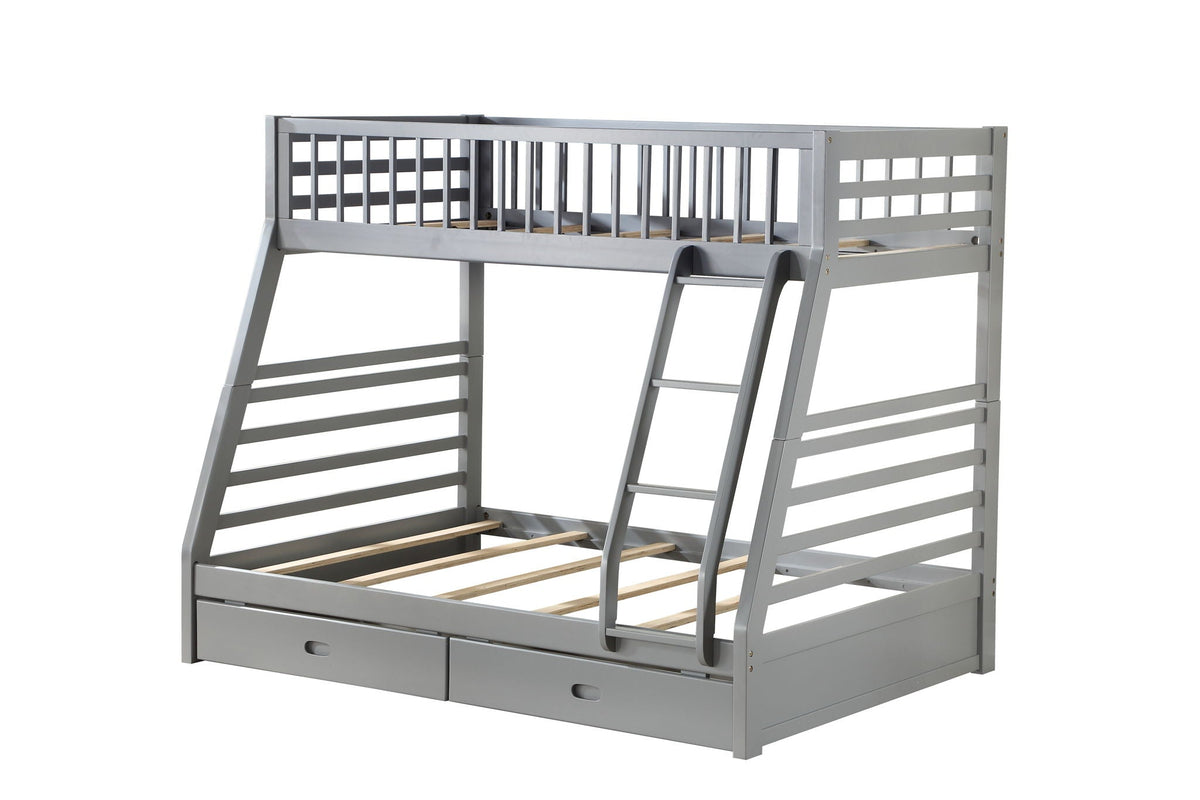 Jason Bunk Bed with Storage - Twin Over Full - White, Dark Gray, or Dark Brown