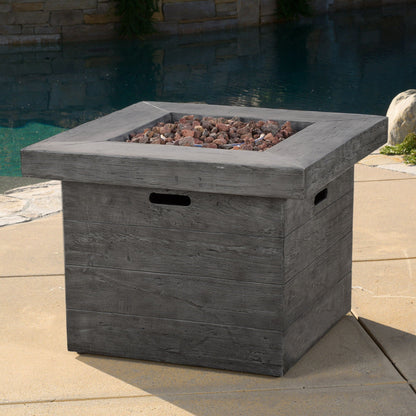 Anchorage Wood Square Fire Pit with 40,000 BTU - Gray