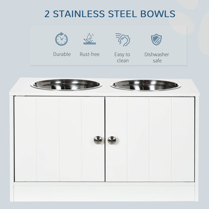 Large Elevated Dog Bowls with Storage Cabinet - Stainless Steel Feeder