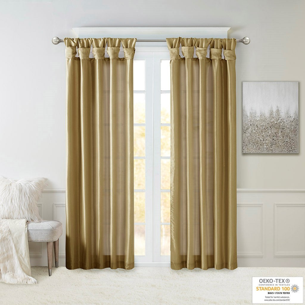 Twist Tab Lined Window Curtain Panel with DIY Twist Tabs - Bronze