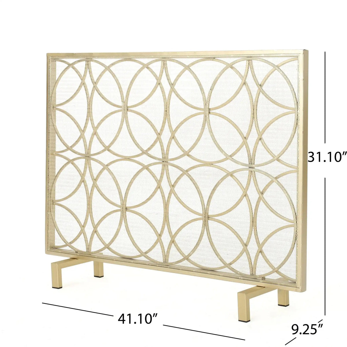 Thayer Single Panel Iron Fireplace Screen with Geometric Design - Black or Gold