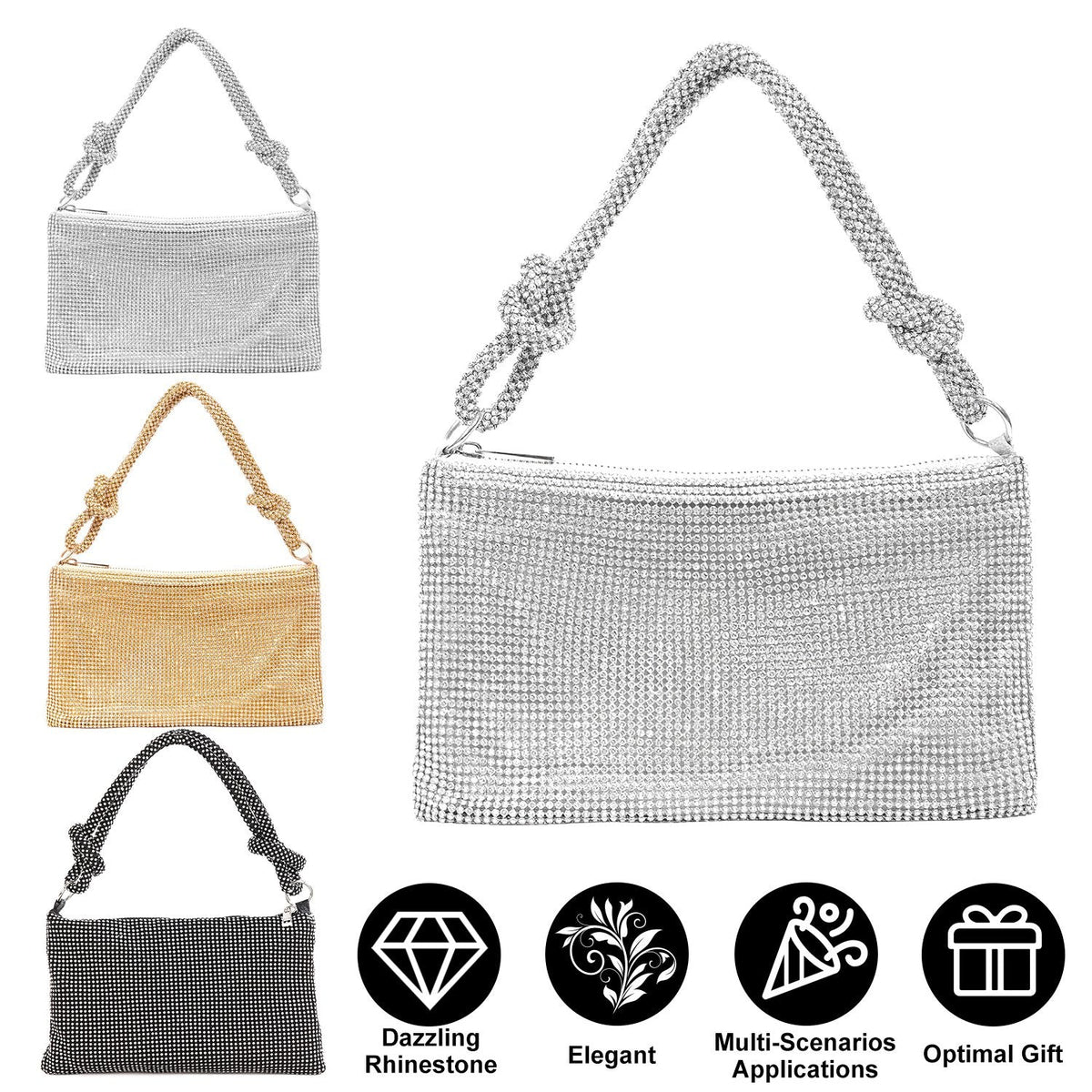 Rhinestone Evening Bag with Detachable Strap