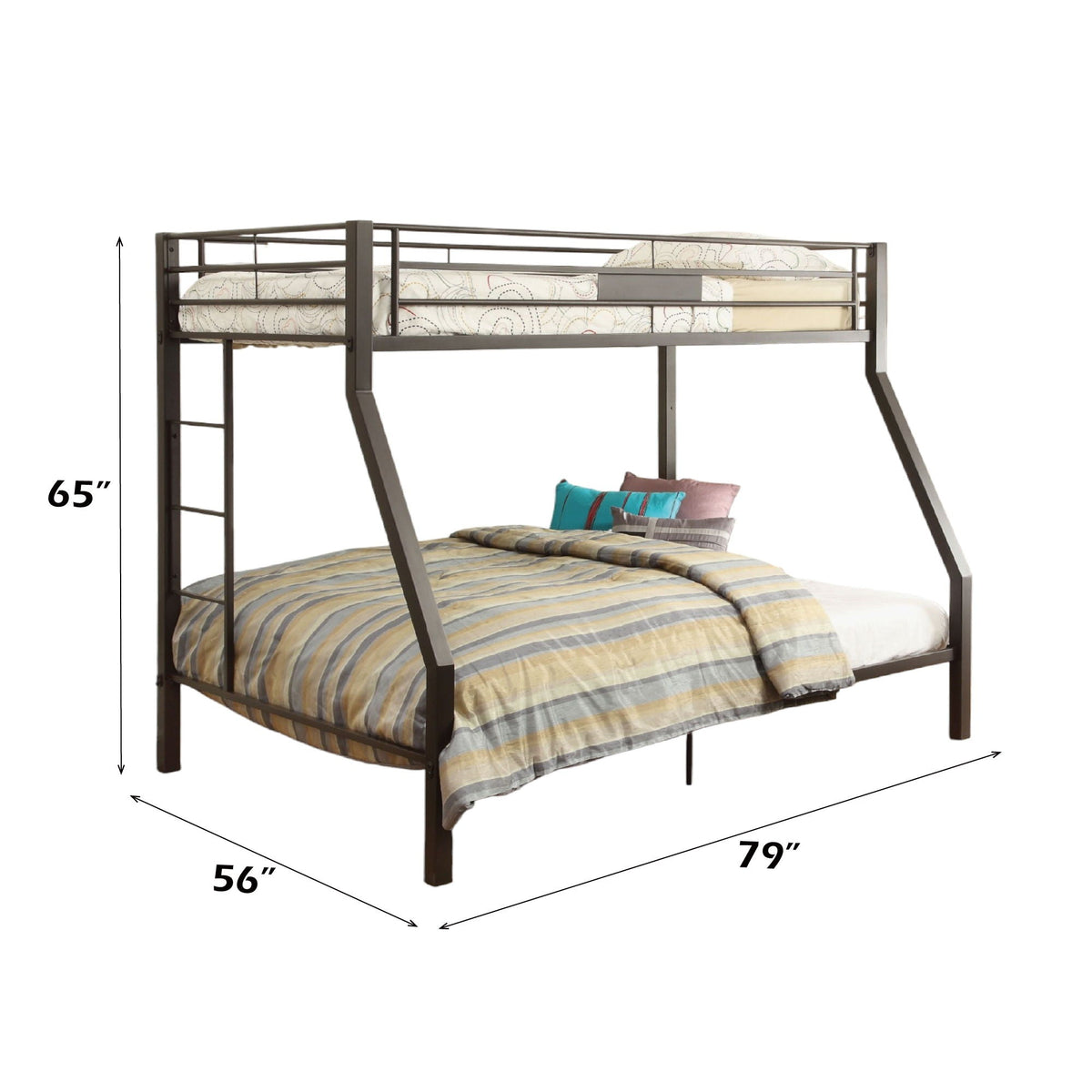 Limbra Spacious Design Double Bunk Bed with Metal Frame - Black or Dark Brown