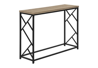 Modern Wood Look Console Table with Metal Frame - Dark Brown, Light Brown, or Dark Gray