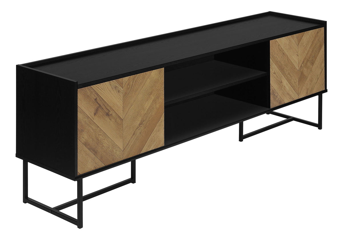 Modern Black TV Stand Console with Storage - Black