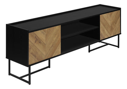 Modern Black TV Stand Console with Storage - Black