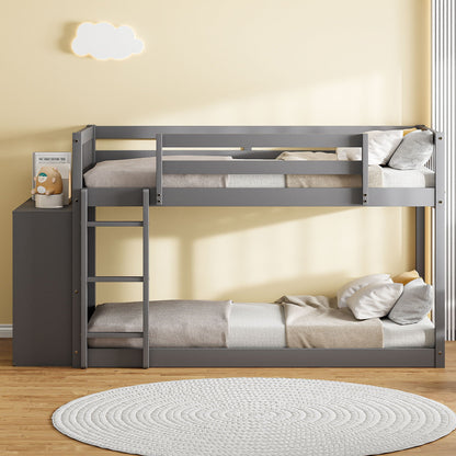 Bunk Bed With 4 Drawers and 3 Shelves - Solid Pine Wood