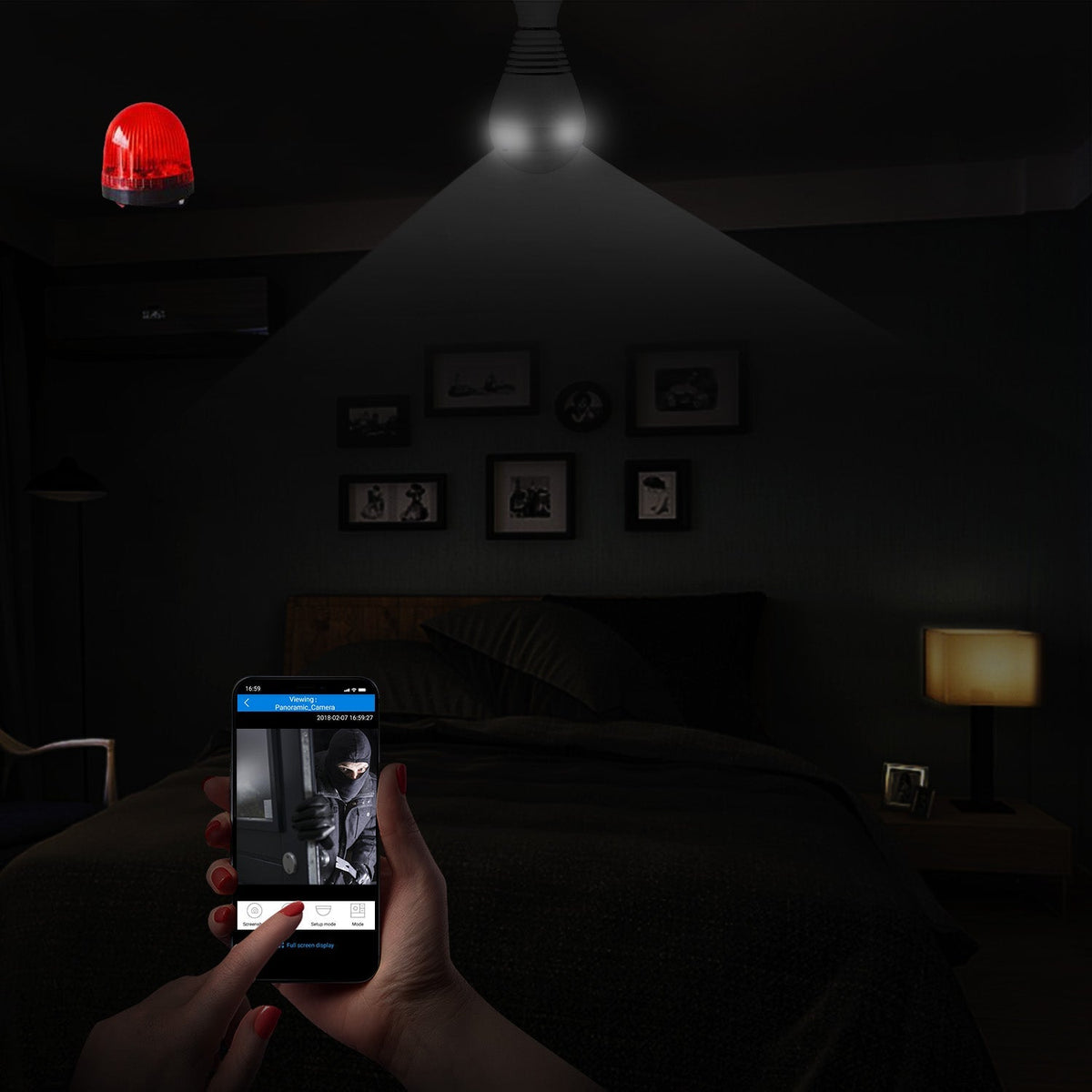 WiFi Light Bulb Camera 960P Security Camera 360¡ Fisheye Lens Panoramic Motion Detection IR Night Vision