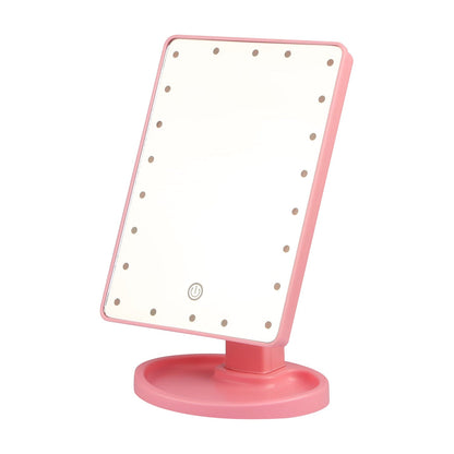 22 LED Lights Rechargeable Cosmetic Mirror 180¡ Rotation Makeup Mirror Touch Control Dimmable Vanity Mirror