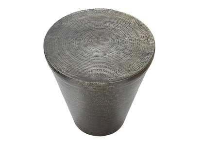 Drum Accent Side Table with Hammered Metal Finish - Gray or Dark Gray