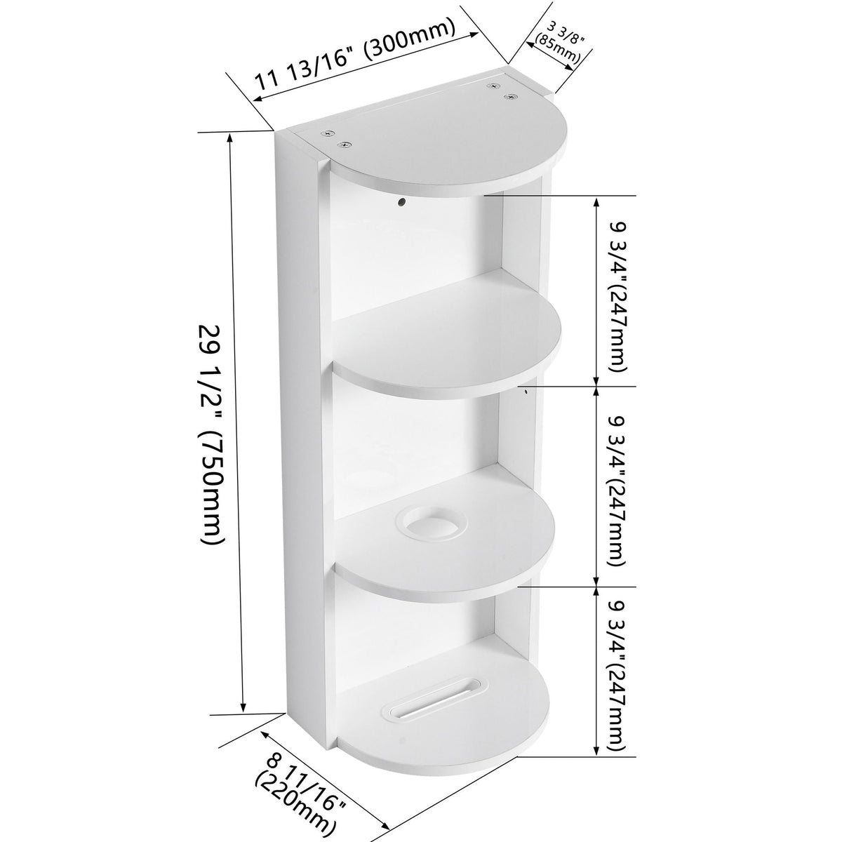 Bathroom Wall Mounted Storage Rack with Floating Design - Light Brown or White