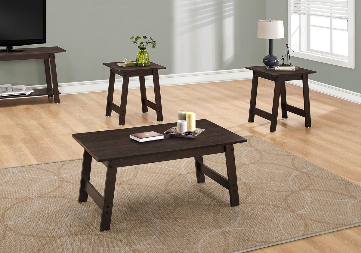 Wood Table Set of 3 with Coffee Table and End Tables - Multiple Colors