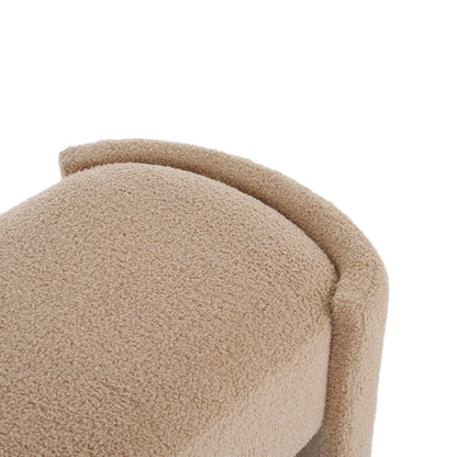 Simple Long Ottoman Bench with Plush Padded Seating - Light Camel