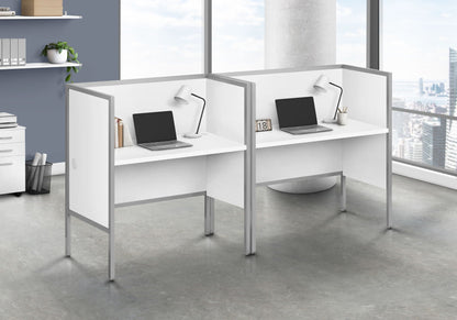 Commercial Grade Office Cubicle Desk with Privacy Panel - Dark Gray or White
