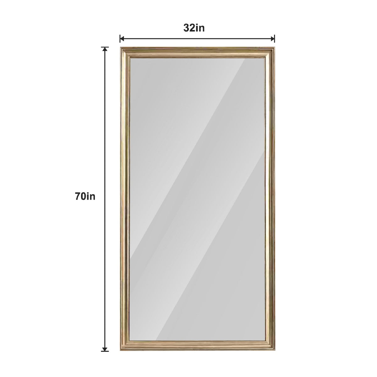 Gold Full Length Floor Mirror with PS Frame - 70" x 32"