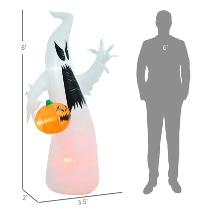 5.9' Towering LED-Lit Inflatable Ghost with Dynamic Lighting - White