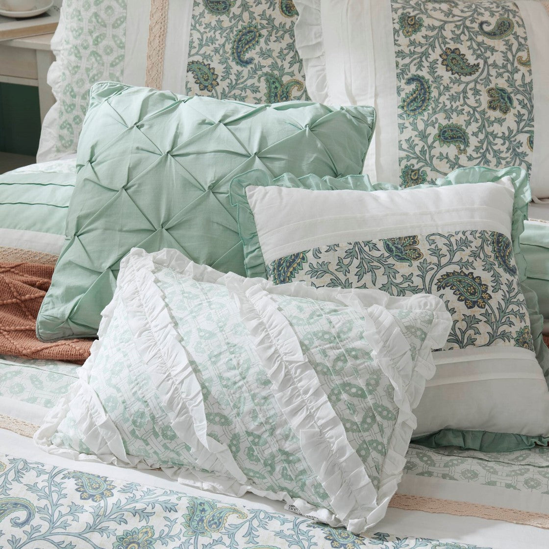 9 Piece Cotton Percale Comforter Set with Decorative Pillows - Aqua