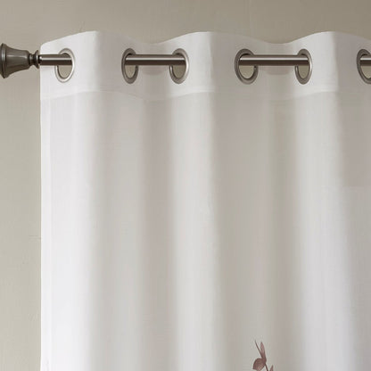 Burnout Printed Curtain Panel with Silver Grommets - Semi-Sheer