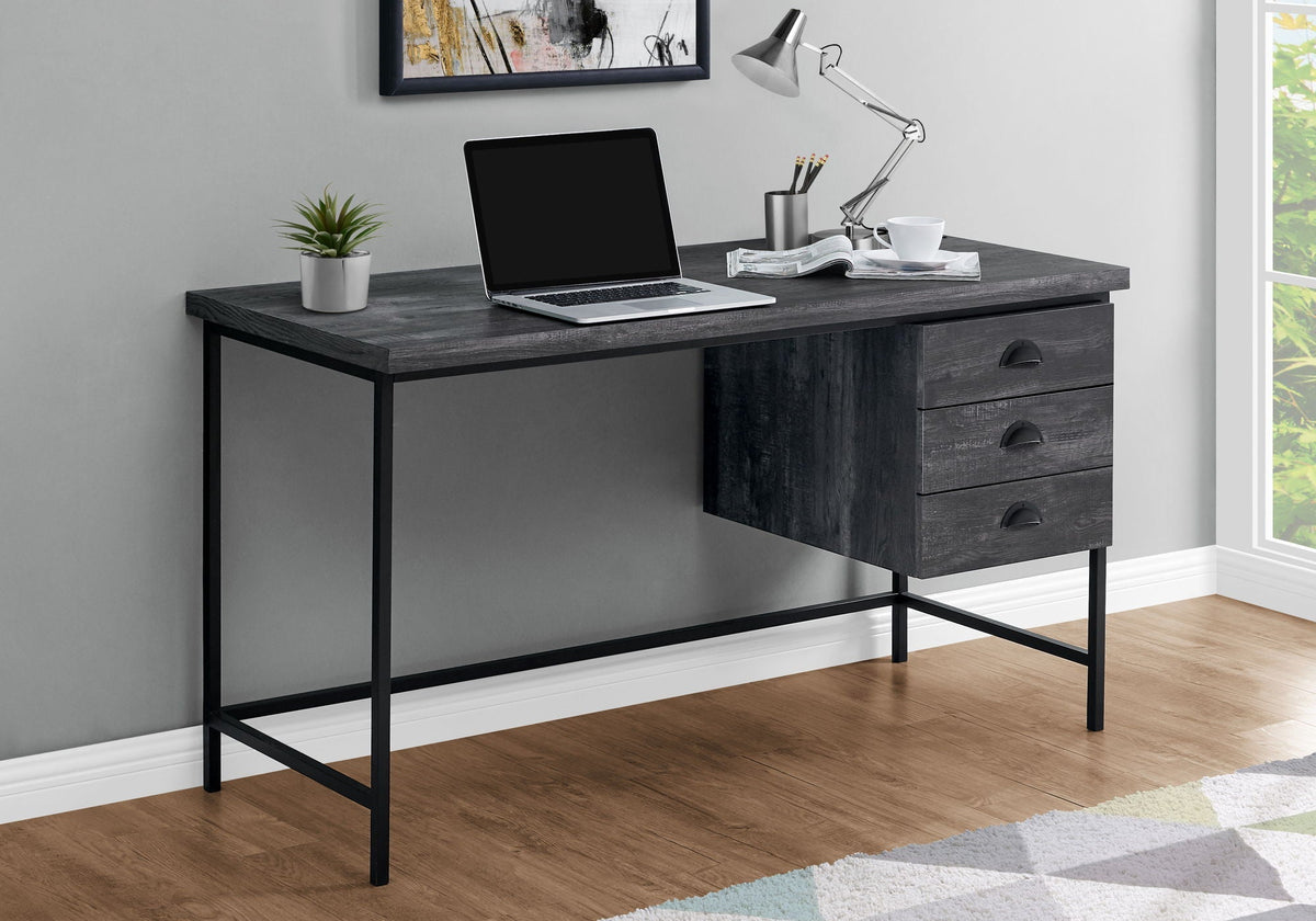 Contemporary Computer Desk with 3 Storage Drawers - Dark Gray, Gray, or Dark Brown