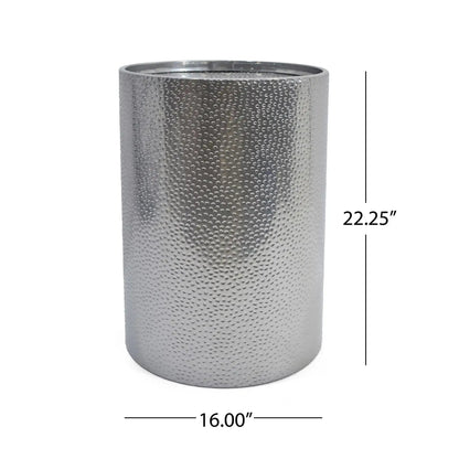 Modern Round Accent Table with Hammered Surface - Pearl Silver or Gold