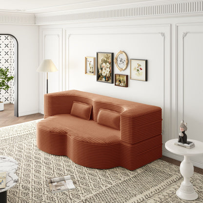 Convertible Foam-Filled Sleeper Sofa Bed with Two Pillows - Fabric