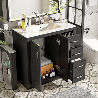 Bathroom Vanity With Sink Combo, Storage Cabinet, Freestanding Set