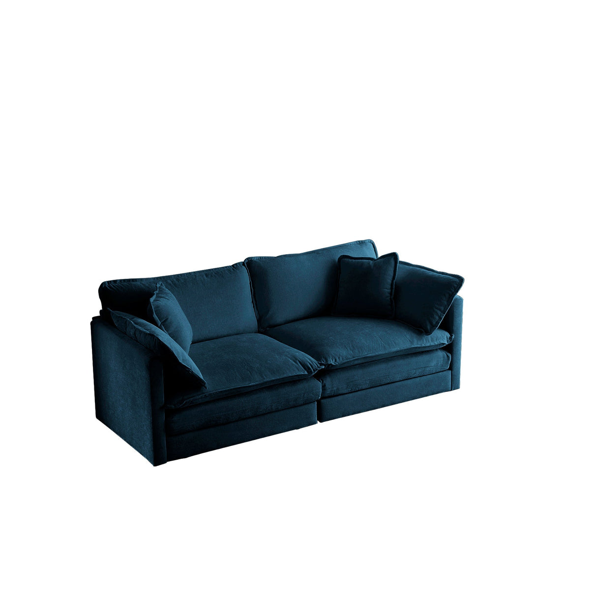 Modern Blue Fabric Loveseat Sofa with Solid Wood Frame - Blue