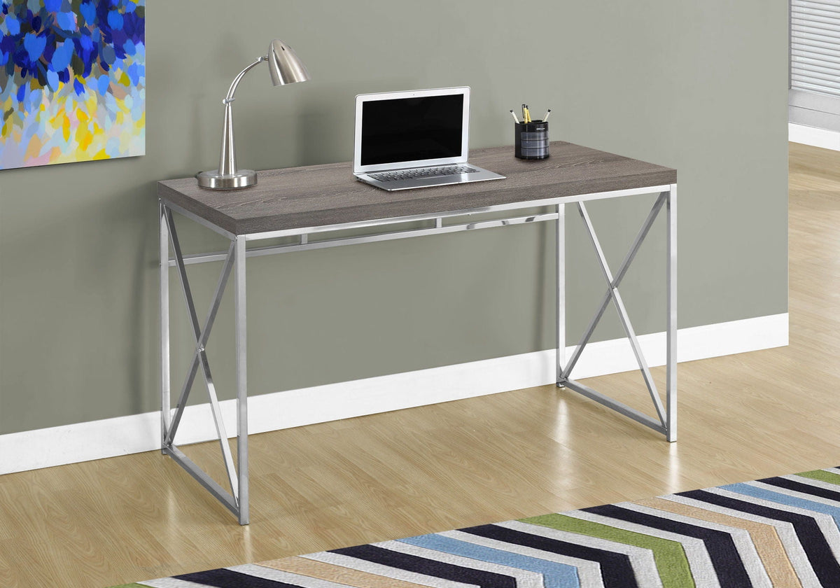 Contemporary Glossy Computer Desk with Sturdy Metal Base - Multiple Colors