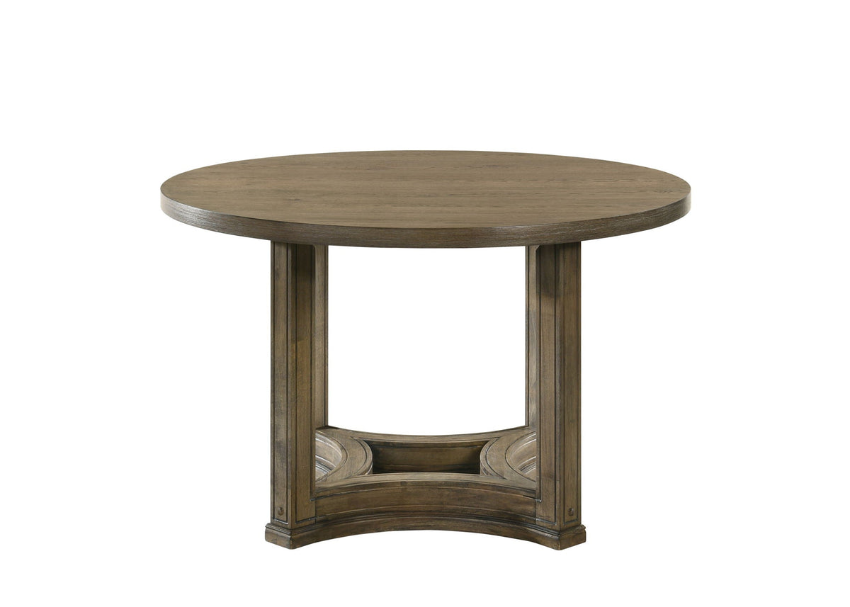 Parfield Weathered Round Dining Table with Oak Veneer - Dark Brown