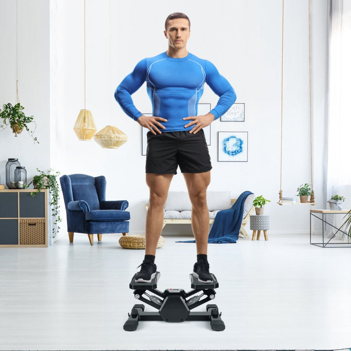 Mini Stepper Stair Stepper With Resistance Bands Quiet Workout Stepper with Digital Timer Max 330.7LBS Load for Home