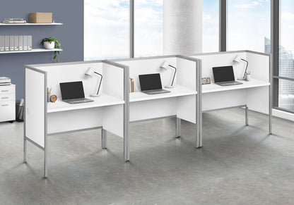 Commercial Grade Office Cubicle Desk with Privacy Panel - Dark Gray or White