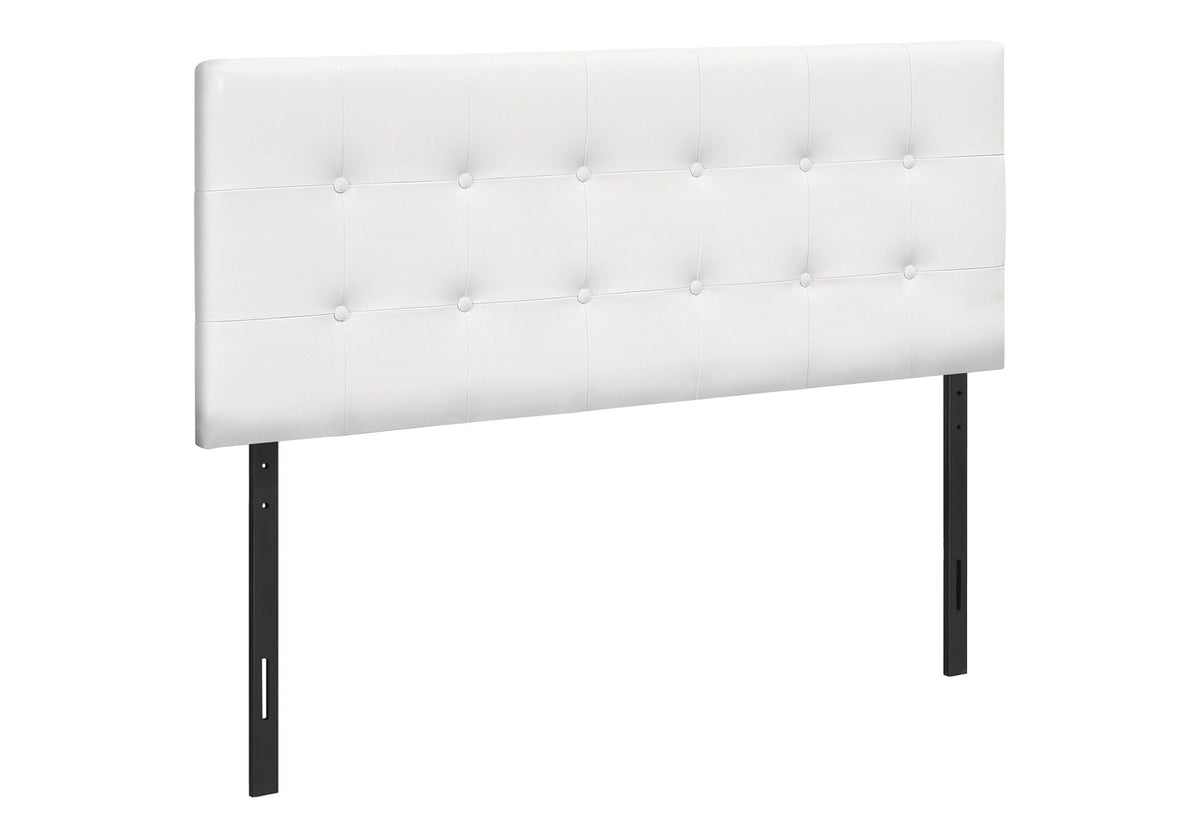 Full Size Upholstered Headboard with Button-Tufted Design - White