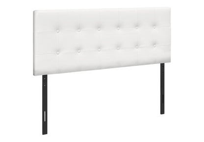 Full Size Upholstered Headboard with Button-Tufted Design - White