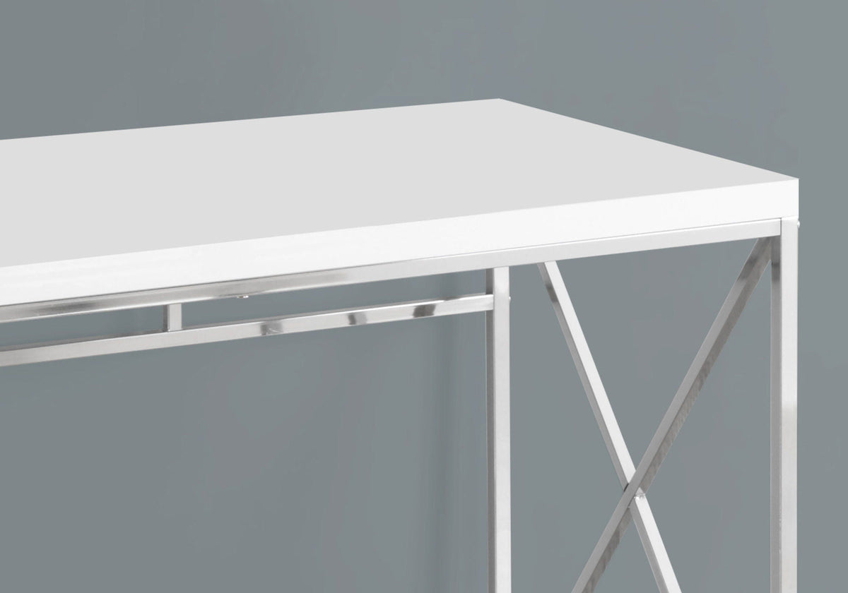 Contemporary Glossy Computer Desk with Sturdy Metal Base - Multiple Colors