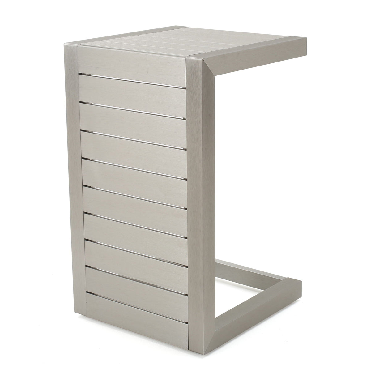 Aluminum Outdoor C-Shaped Side Table with Rust-Resistant Finish - Multiple Colors