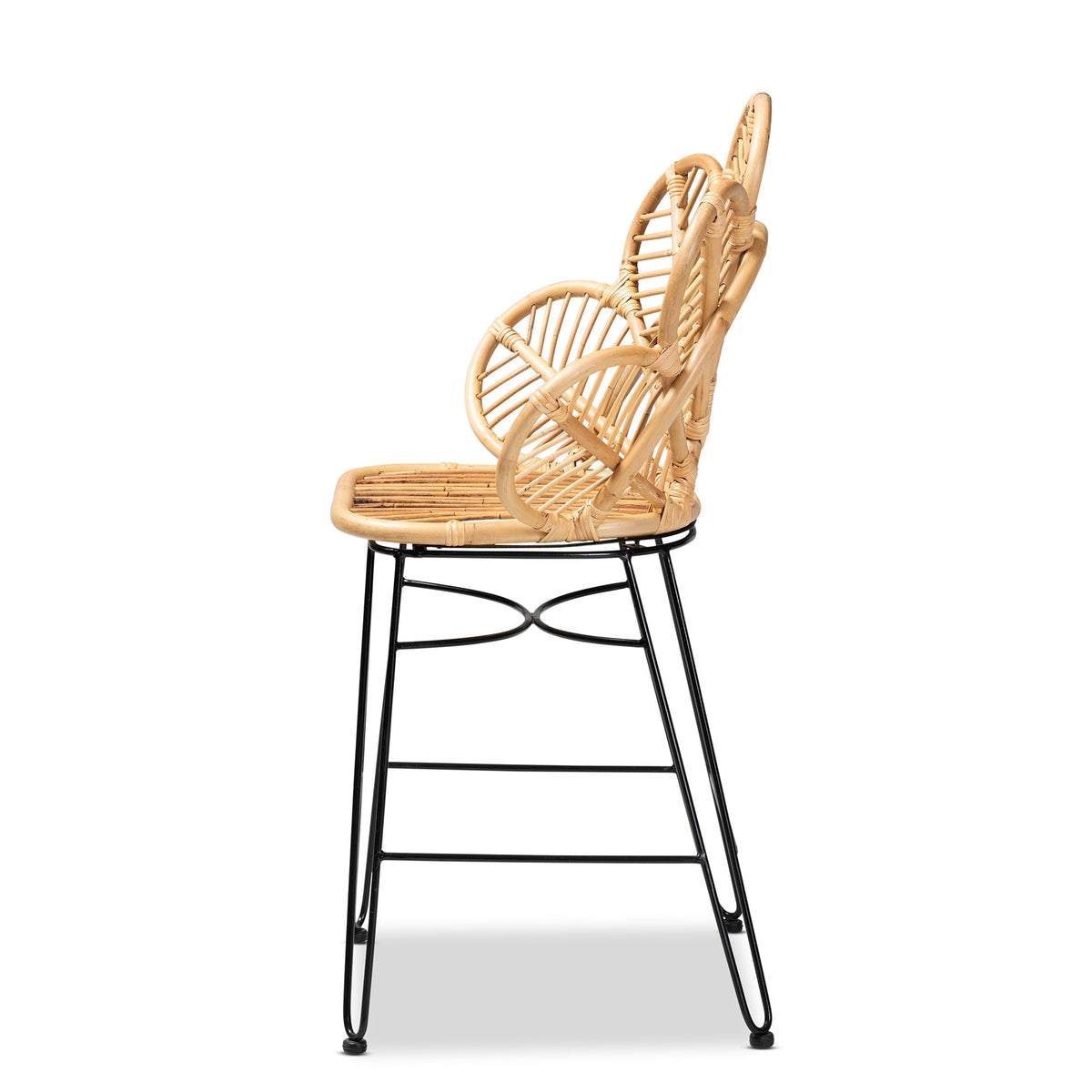 GigaTech Counter Stool with Ergonomic Footrest - Natural Rattan