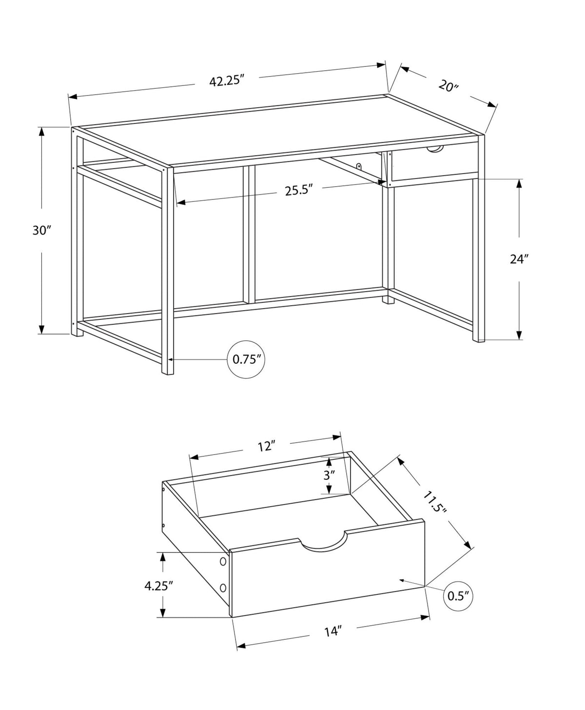 Modern Computer Desk with Storage Drawer - Multiple Colors