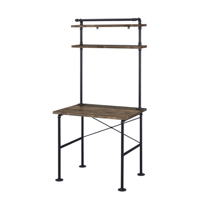 Ensata Rustic Writing Desk with Industrial Metal Frame - Black / Oak