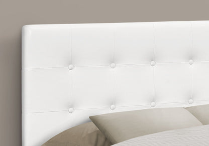 Full Size Upholstered Headboard with Button-Tufted Design - White