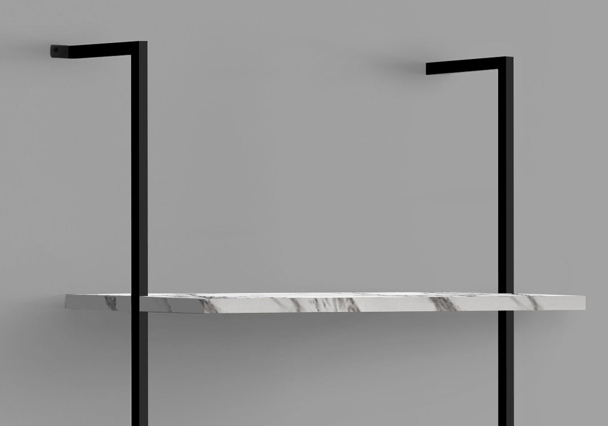 5-Tier Ladder Bookshelf with Marble Look Surface - White or Black